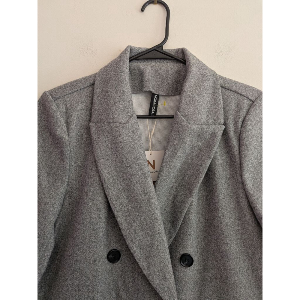 Women's Noracora Grey Coat with Black Buttons Size L - Picture 3 of 10
